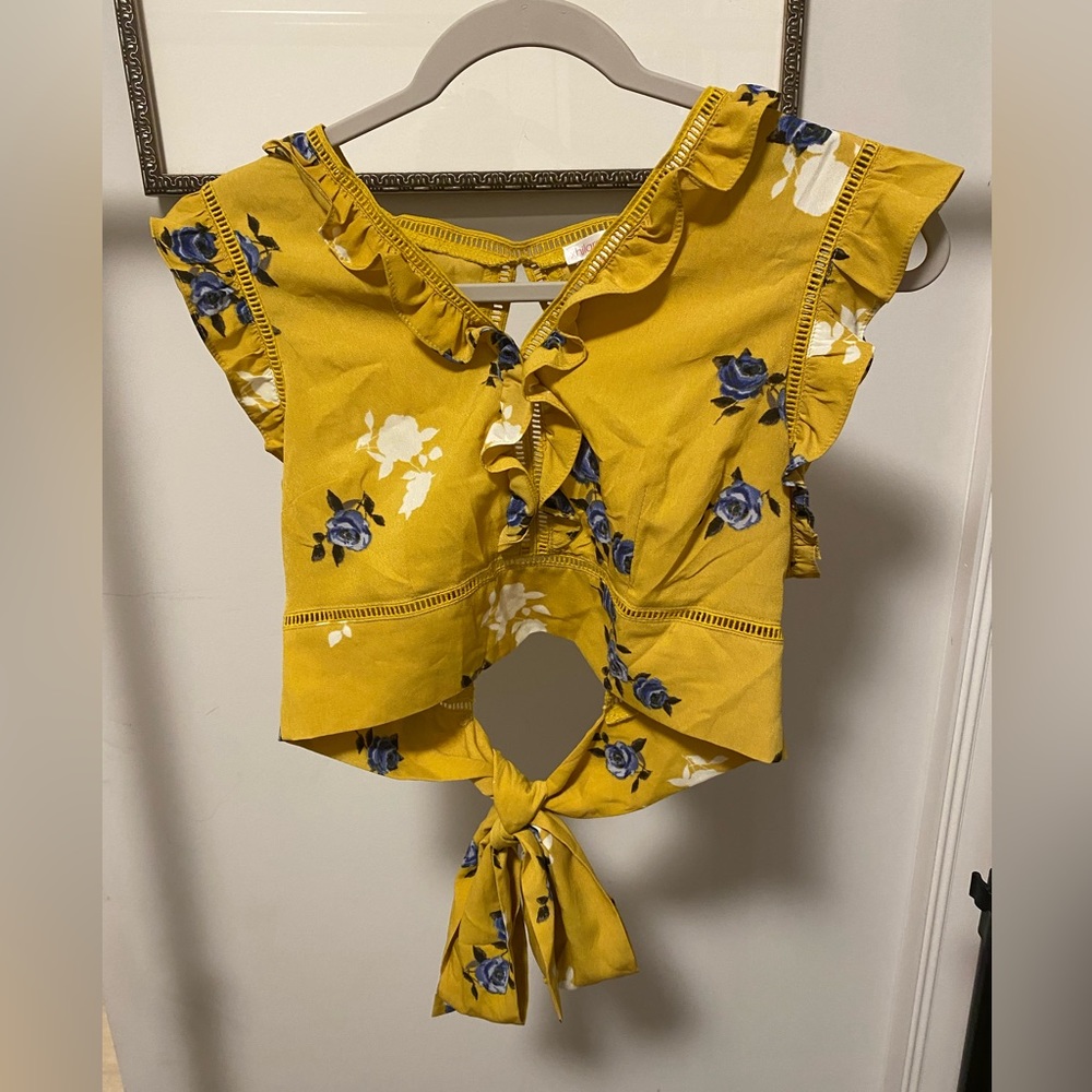 Cropped open back blouse